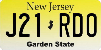 NJ license plate J21RDO