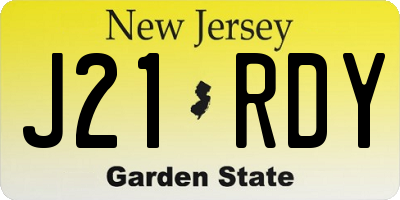 NJ license plate J21RDY