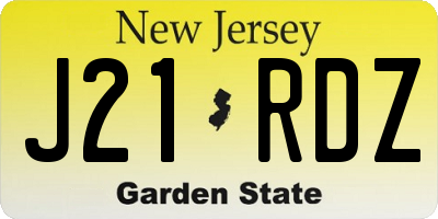 NJ license plate J21RDZ