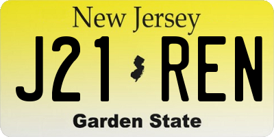 NJ license plate J21REN