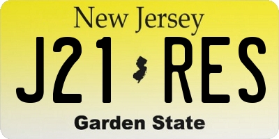 NJ license plate J21RES