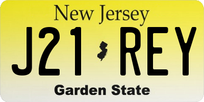 NJ license plate J21REY