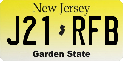 NJ license plate J21RFB