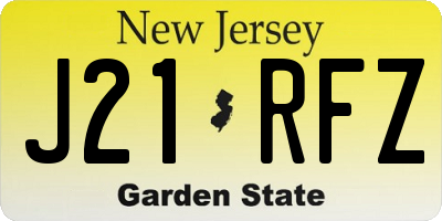 NJ license plate J21RFZ