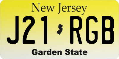 NJ license plate J21RGB