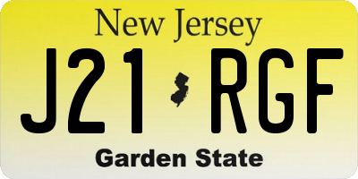 NJ license plate J21RGF