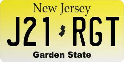NJ license plate J21RGT
