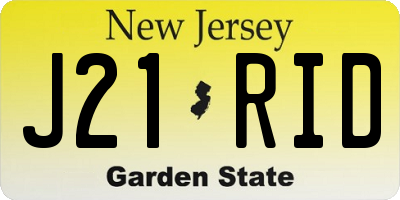 NJ license plate J21RID