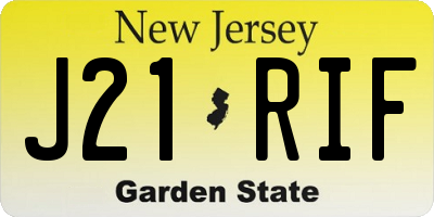 NJ license plate J21RIF