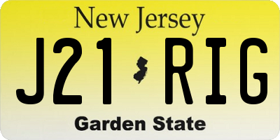 NJ license plate J21RIG