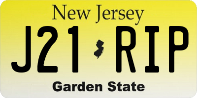 NJ license plate J21RIP