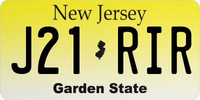 NJ license plate J21RIR