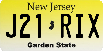 NJ license plate J21RIX