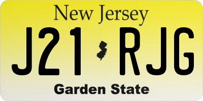 NJ license plate J21RJG