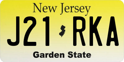 NJ license plate J21RKA