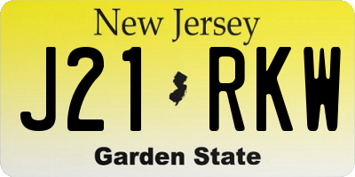 NJ license plate J21RKW