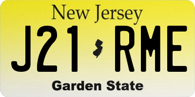 NJ license plate J21RME