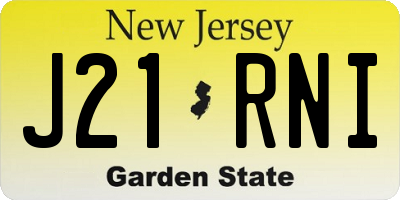 NJ license plate J21RNI