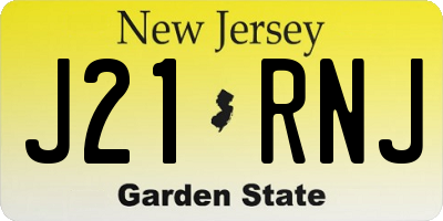 NJ license plate J21RNJ