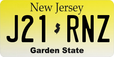 NJ license plate J21RNZ