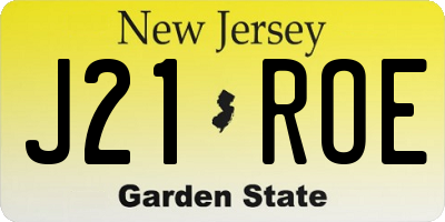 NJ license plate J21ROE