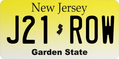 NJ license plate J21ROW