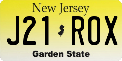 NJ license plate J21ROX