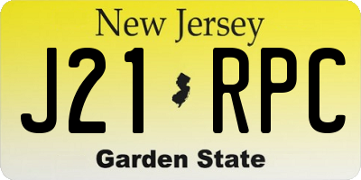 NJ license plate J21RPC