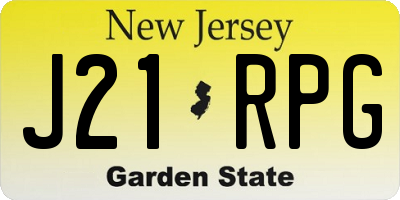 NJ license plate J21RPG