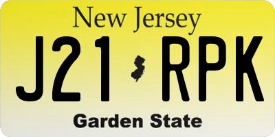 NJ license plate J21RPK