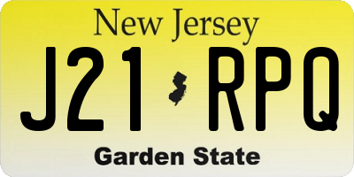 NJ license plate J21RPQ