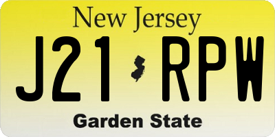 NJ license plate J21RPW