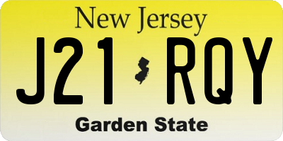 NJ license plate J21RQY