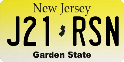 NJ license plate J21RSN