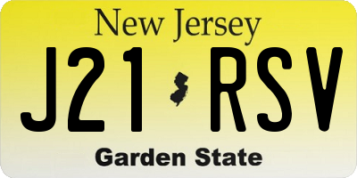 NJ license plate J21RSV
