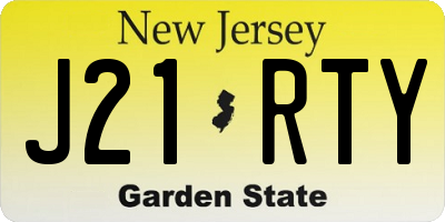 NJ license plate J21RTY