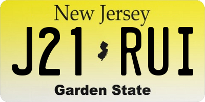 NJ license plate J21RUI