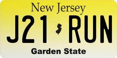 NJ license plate J21RUN