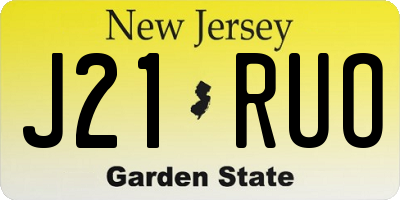 NJ license plate J21RUO