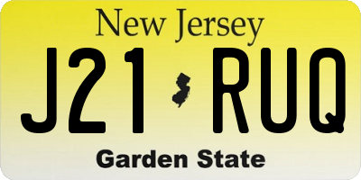 NJ license plate J21RUQ