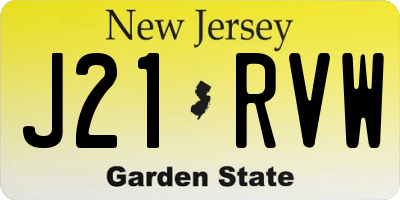 NJ license plate J21RVW