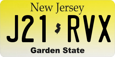 NJ license plate J21RVX