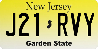 NJ license plate J21RVY