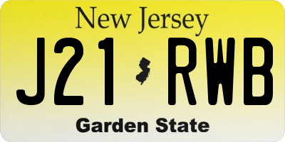 NJ license plate J21RWB