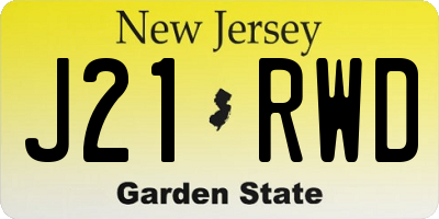 NJ license plate J21RWD