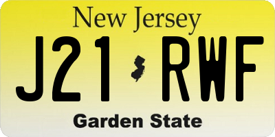 NJ license plate J21RWF