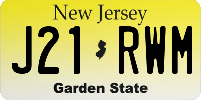 NJ license plate J21RWM