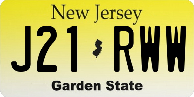 NJ license plate J21RWW