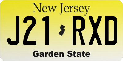 NJ license plate J21RXD