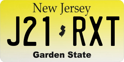NJ license plate J21RXT